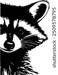Peeking Raccoon – Charming Raccoon Silhouette Art Print	
