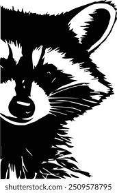 Peeking Raccoon – Impresión de arte de silueta de mapache con encanto	
