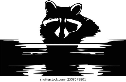 Peeking Raccoon - Charme Raccoon Silhueta Arte Impressão	
