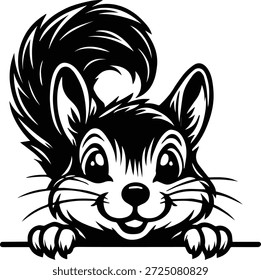Diseño de la ardilla Peeking - Ardilla linda Peeking Over - Clipart de animales del bosque - Ardilla del bosque Peeking - Diseño de personajes de vida silvestre