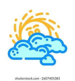 peeking through clouds sun character color icon vector. peeking through clouds sun character sign. isolated symbol illustration