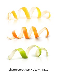 Peel of apple, orange, lemon. Vector illustration.