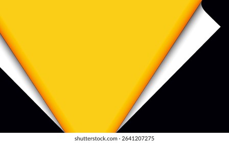 Peel Away Yellow: Unveiling Minimalist Design with Curled Corner Effect on Contrasting Black and White Backdrop for Modern Aesthetics and Creative Projects