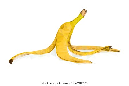 Peel a banana in the polygonal style. Art. Low Poly. Vector.	