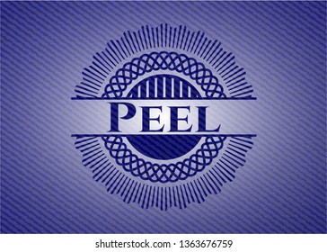 Peel emblem with denim texture