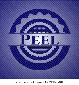 Peel emblem with jean texture