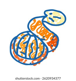 descasque mandarin ícone de doodle laranja esboço vetor. descasque sinal de mandarin laranja. símbolo isolado ilustração