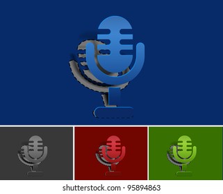 Peel off  Microphone - Retro Clipart Illustration design.