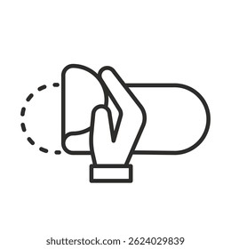 peel off sticker icon, open here, off duct tape, thin line vector illustration