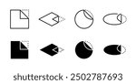 Peel off sticker icon set. Open here symbol. Adhesive paper vector illustration. Sticky tape blank sign collection. Pull off corner dotted edge pictogram isolated. Peel off sticker instruction.