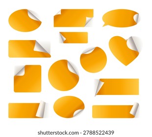 Peel off stickers. Vector set with discount tags, adhesive note reminders, special offer messages for mockup, web, sales. Peel off and fold the label tag. Sticky tag banners. Black Friday price tag