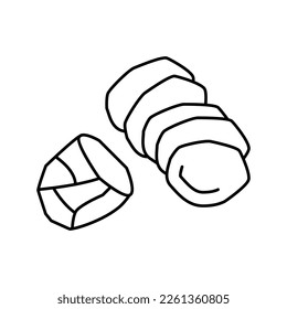 Schälen Sie Kartoffeln Linie Symbol Vektorgrafik. Kartoffelschild schälen. isoliertes Kontursymbol