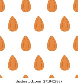Ilustración vectorial sin fisuras del modelo de la almendra pelada, repetición simple del estilo plano