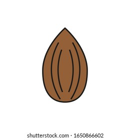 peeled almond vector icon on white background