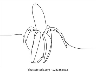 Peeled banana. Continuous line