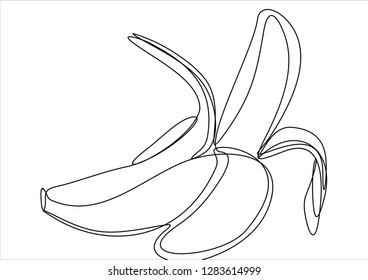 Peeled banana. Continuous line