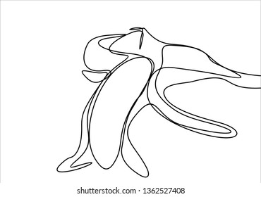 Peeled banana. Continuous line