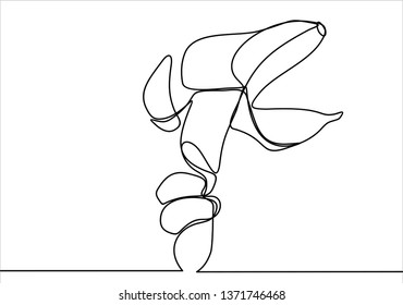 Peeled banana. Continuous line
