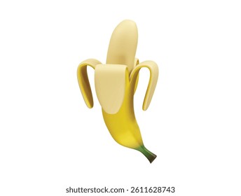 Peeled Banana icon 3d rendering illustration