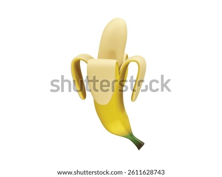 Peeled Banana icon 3d rendering illustration