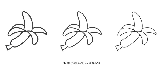 Icono de plátano pelado - Ilustración vectorial editable de trazo