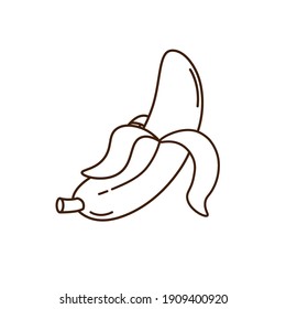 Peeled banana icon. Half peeled off banana vector art.