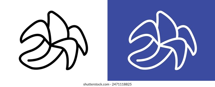 Peeled banana icon logo set vector
