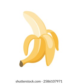 Peeled banana. Banana icon on white background. Illustration