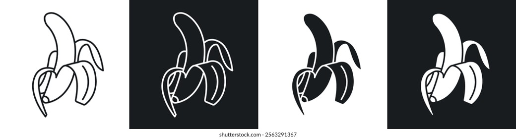 Peeled banana icon pack for app and website ui designs.