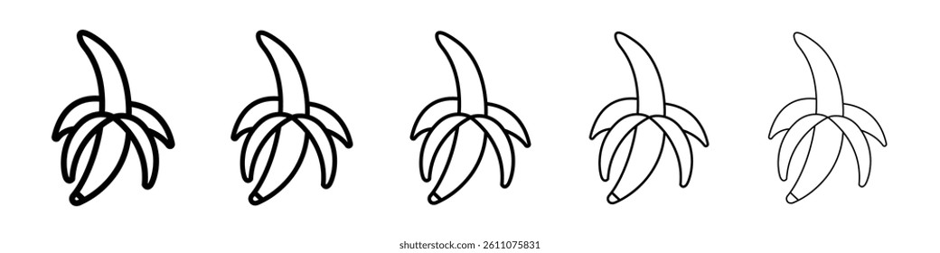 Peeled banana icon Symbol mark in Outline style