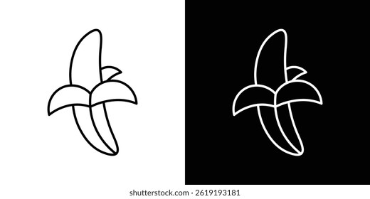 Peeled banana icon. vector illustration, pictogram isolated. editable