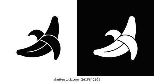 Vetor de ícone de banana descascada, ilustração de logotipo sólido, pictograma