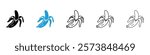 Peeled banana icons in filled and 3 stroke weights