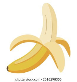 Peeled banana illustration, simple vector illustration