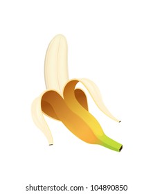 Peeled banana isolated on white
