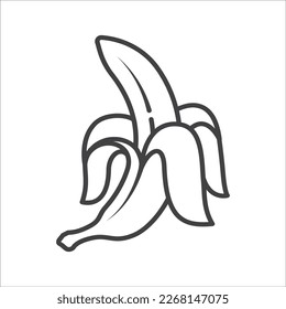 Peeled Banana linear icon vector. Banana fruit linear icon isolated on white background. Peeled Banana icon in trendy linear style vector. Vector illustration