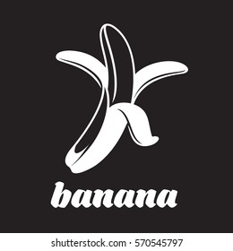 Peeled banana logo templates. Vintage style badges and labels. Black and white logo templates for your design. Vector illustration isolated on white background.