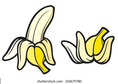 peeled banana and banana peel