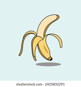 Peeled banana simple colorful vector design drawing for sticker and graphic design work