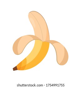 peeled banana tropical fruit nutrition food vector illustration flat style icon
