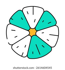 peeled clementine slice line icon vector. peeled clementine slice sign. isolated symbol illustration