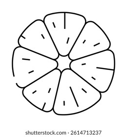 peeled clementine slice line icon vector. peeled clementine slice sign. isolated contour symbol black illustration