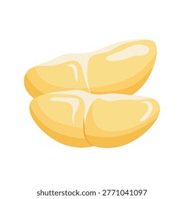 Peeled Durian Fruit Pulp Illustration Isolated on White Background