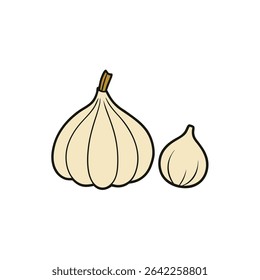 a peeled garlic clove beside a full bulb clean