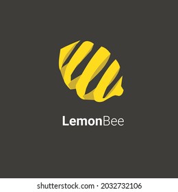 peeled lemon or citrus logo concept design isolated with dark background