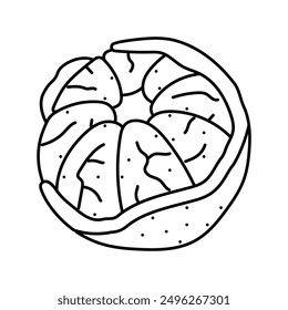 peeled mandarin line icon vector. peeled mandarin sign. isolated contour symbol black illustration