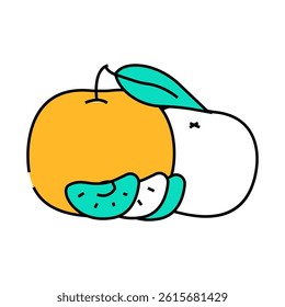 peeled mandarin peel line icon vector. peeled mandarin peel sign. isolated symbol illustration