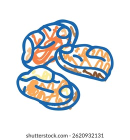 peeled mussel doodle icon sketch vector. peeled mussel sign. isolated symbol illustration