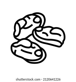 peeled mussel line icon vector. peeled mussel sign. isolated contour symbol black illustration