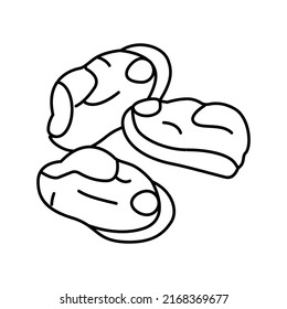 geschälte Muschellinie Symbol Vektorgrafik. geschältes Muschelzeichen. isoliertes Kontursymbol